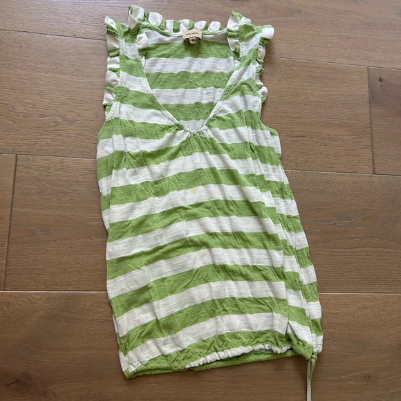 Green and White Striped Ruffle Top - Picture 1 of 3